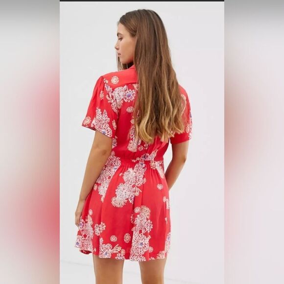 Free people red floral mini dress - Picture 2 of 8